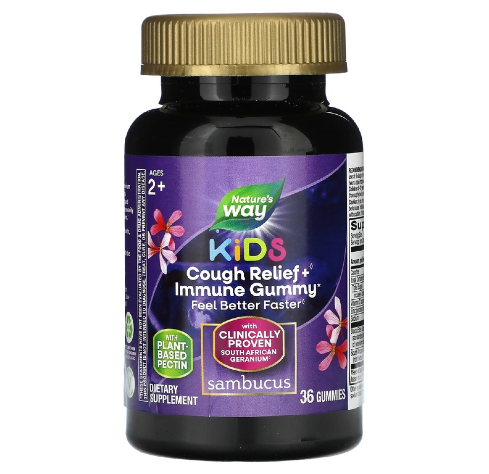 Nature's Way, Детское средство от кашля и для укрепления иммунитета, для детей от 2 лет, 36 жевательных таблеток