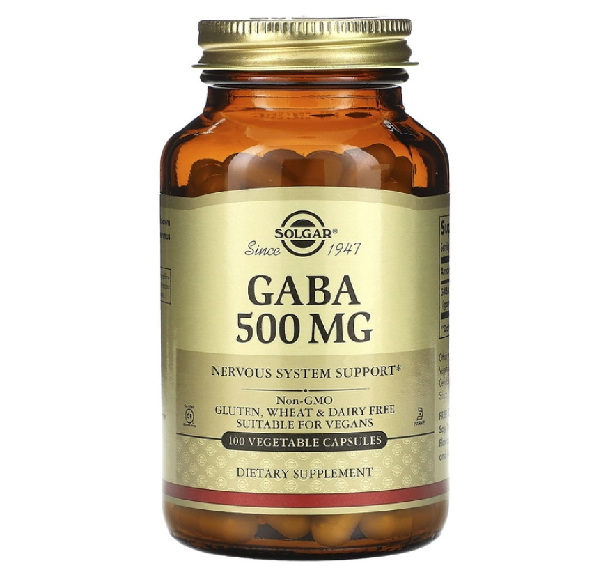 Solgar, GABA, 500 мг, 100 капсул на растительной основе