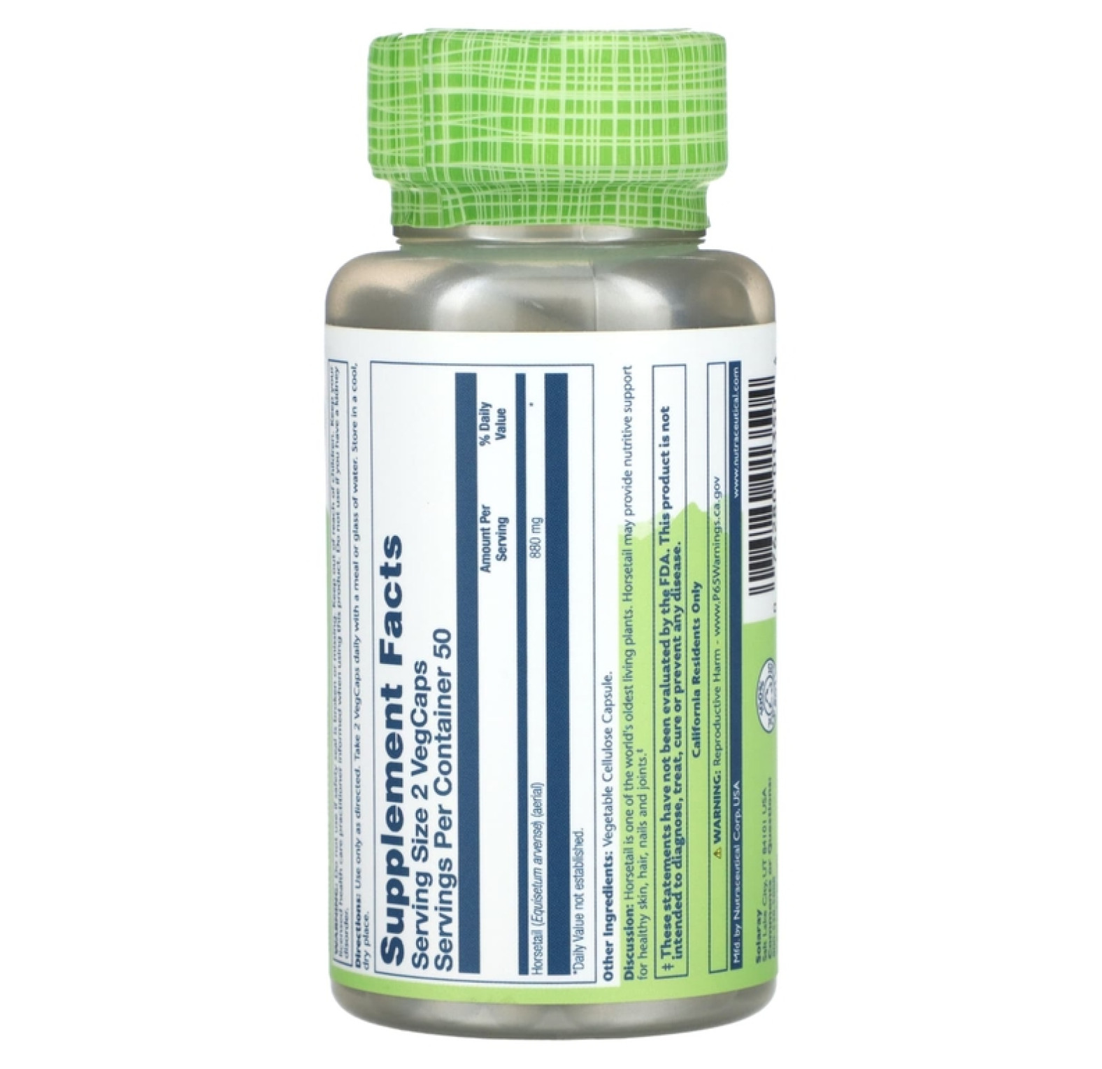 Solaray, True Herbs, Хвощ, 880 мг, 100 растительных капсул (440 мг в 1 капсуле)
