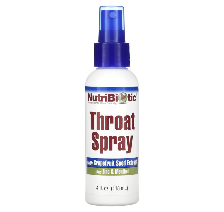 NutriBiotic, спрей для горла с экстрактом косточек грейпфрута, цинком и ментолом, 118 мл (4 жидк. унции)