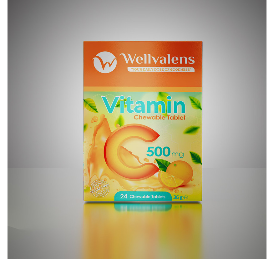 WELLVALENS, Витамин C, 500 мг, 24 жевательные таблетки