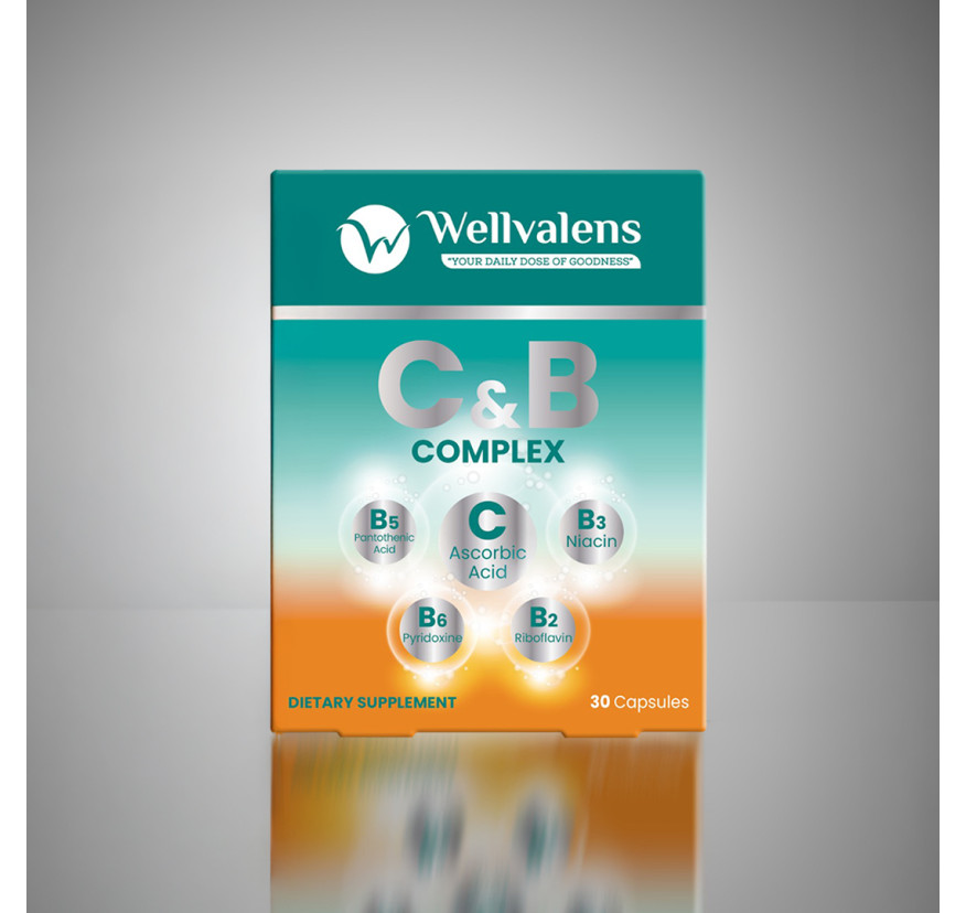 WELLVALENS, Витамин C и B-комплекс, 30 капсул