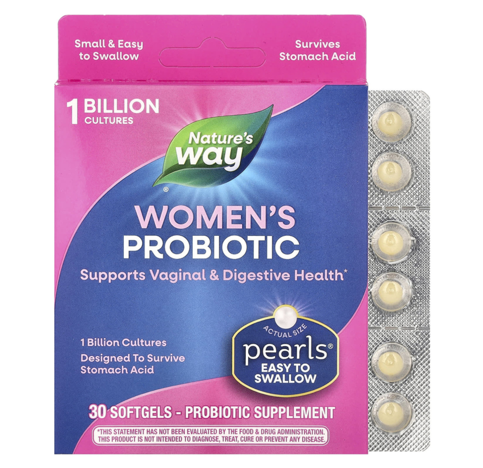 Nature's Way, Pearls, пробиотик для женщин, 1 млрд КОЕ, 30 капсул