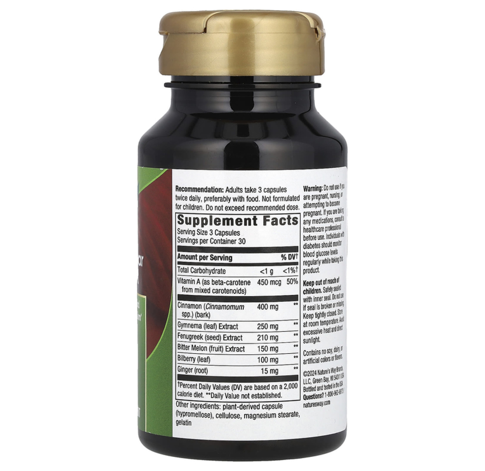 Nature's Way, добавка для поддержки уровня сахара в крови, 90 капсул