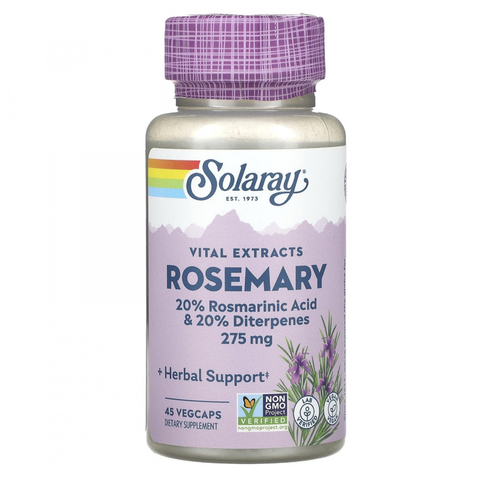Solaray, Vital Extracts, Розмарин, 275 мг, 45 капсул на растительной основе