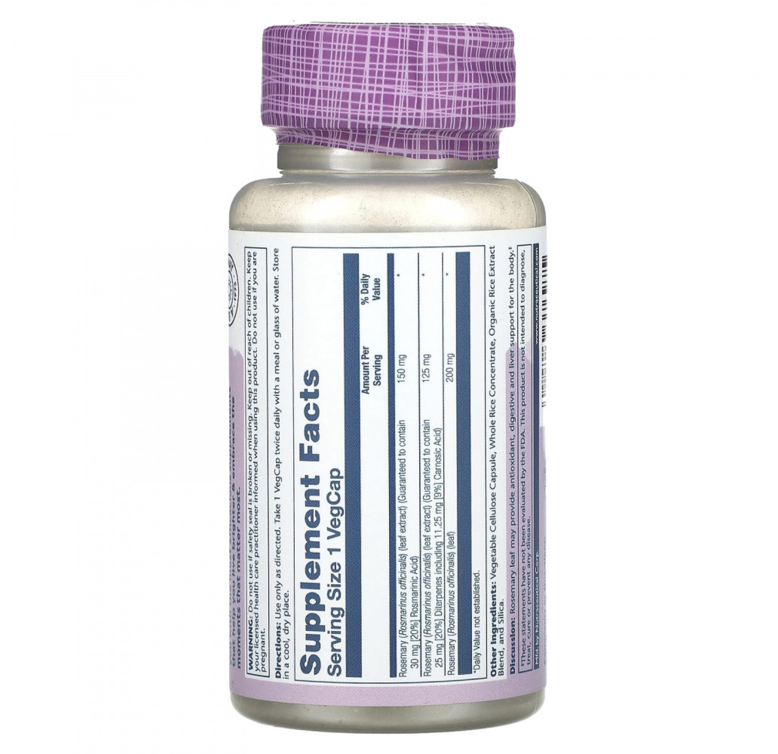 Solaray, Vital Extracts, Розмарин, 275 мг, 45 капсул на растительной основе