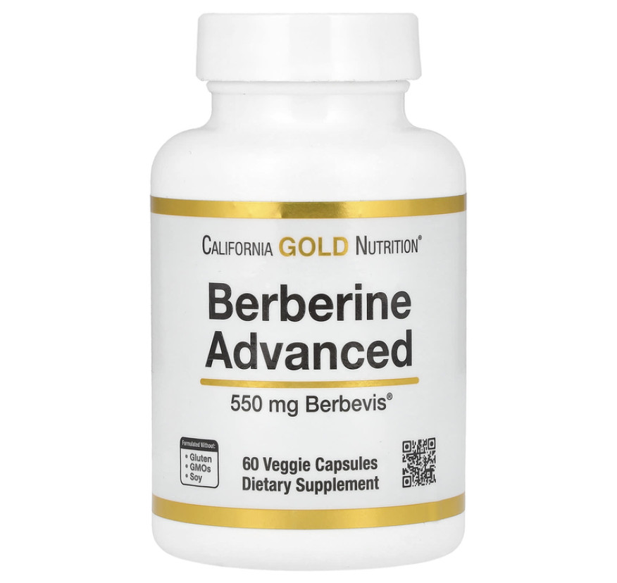 California Gold Nutrition, Berberine Advanced, Берберин с фитосомами Berbevis, 550 мг, 60 растительных капсул