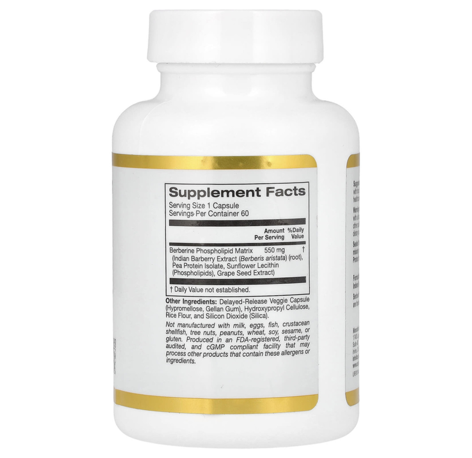 California Gold Nutrition, Berberine Advanced, Берберин с фитосомами Berbevis, 550 мг, 60 растительных капсул