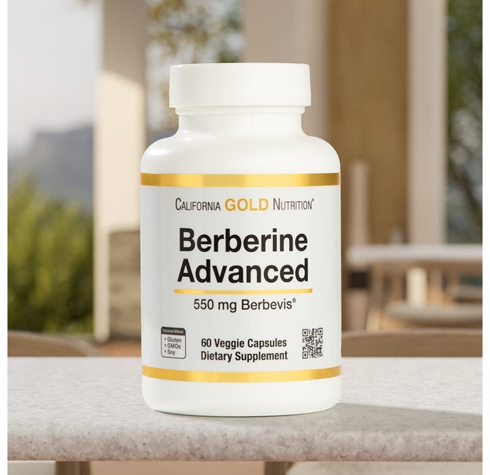California Gold Nutrition, Berberine Advanced, Берберин с фитосомами Berbevis, 550 мг, 60 растительных капсул