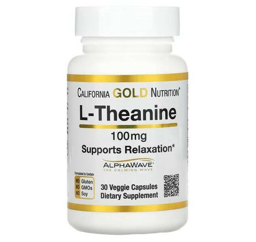 California Gold Nutrition, L-теанин, с AlphaWave, 100 мг, 30 растительных капсул