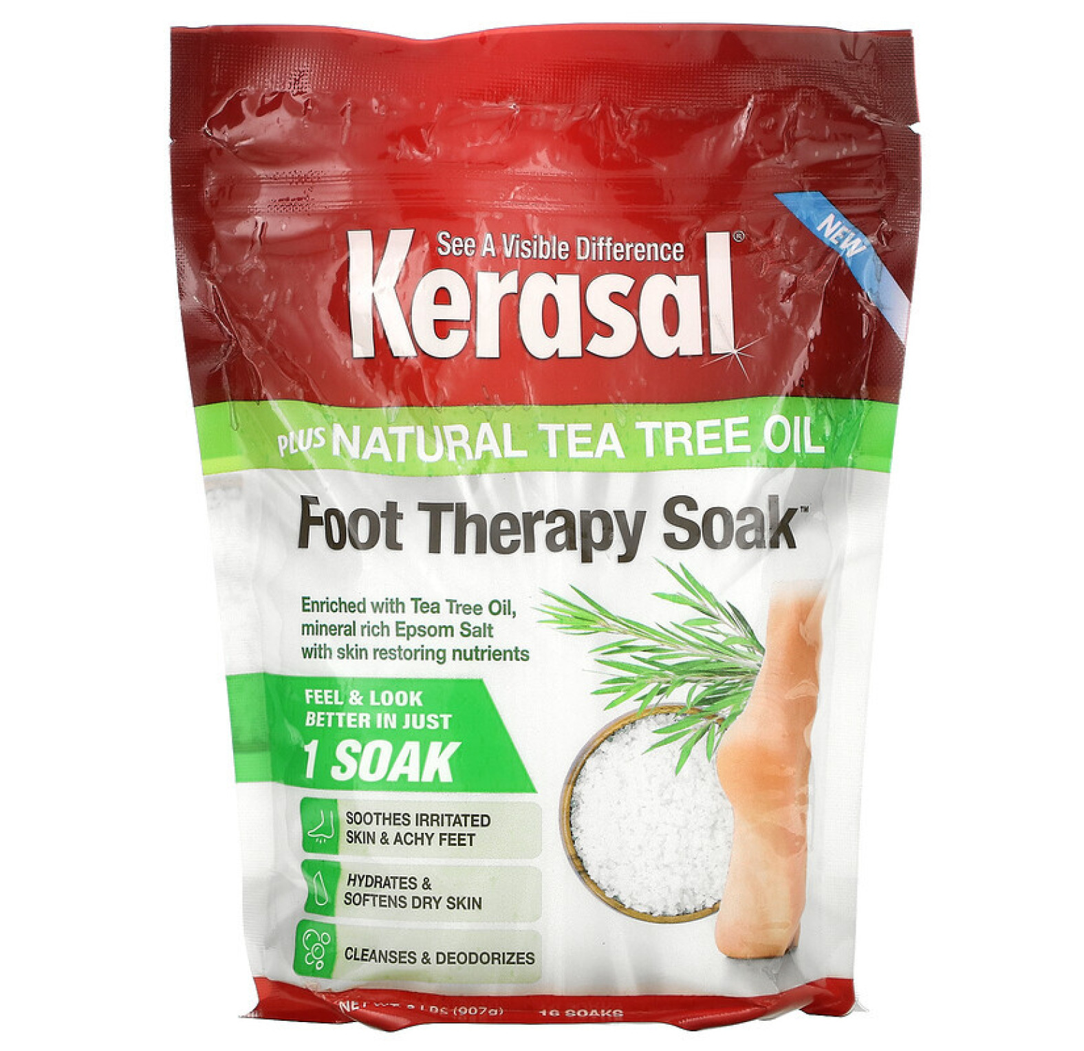 Kerasal,Средство для лечения ног плюс, натуральное масло чайного дерева, 907 г