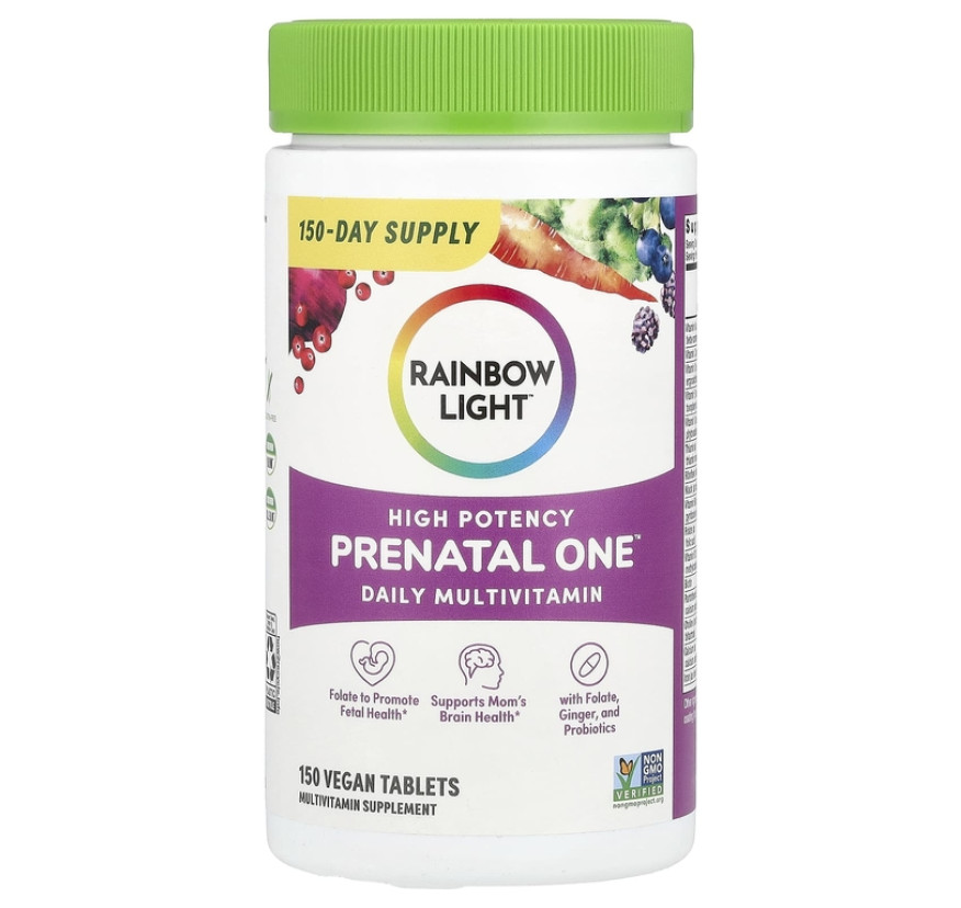Rainbow Light, Prenatal One™, мультивитаминная добавка для ежедневного приёма, высокая эффективность, 150 веганских таблеток