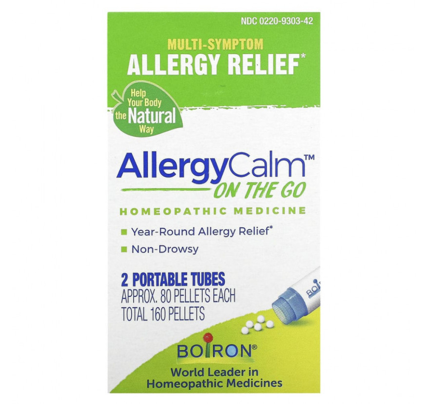 Boiron, AllergyCalm On The Go, 2 переносных тубуса, прибл. 80 гранул каждая
