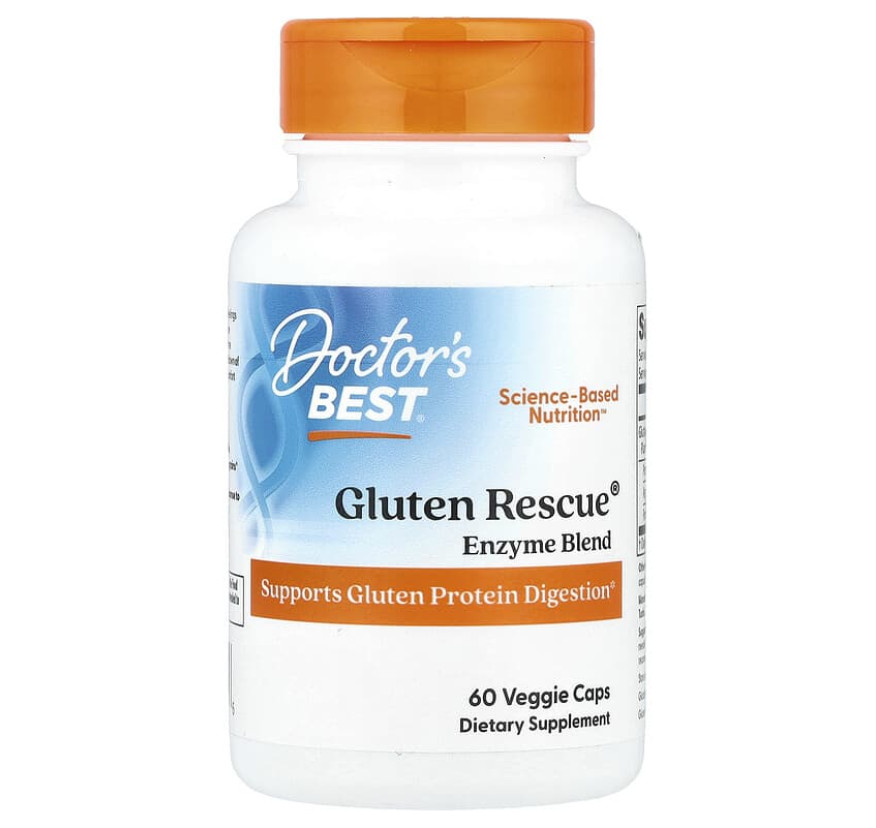 Doctor's Best, Gluten Rescue, ферменты для расщепления глютена с Glutalytic, 60 вегетарианских капсул