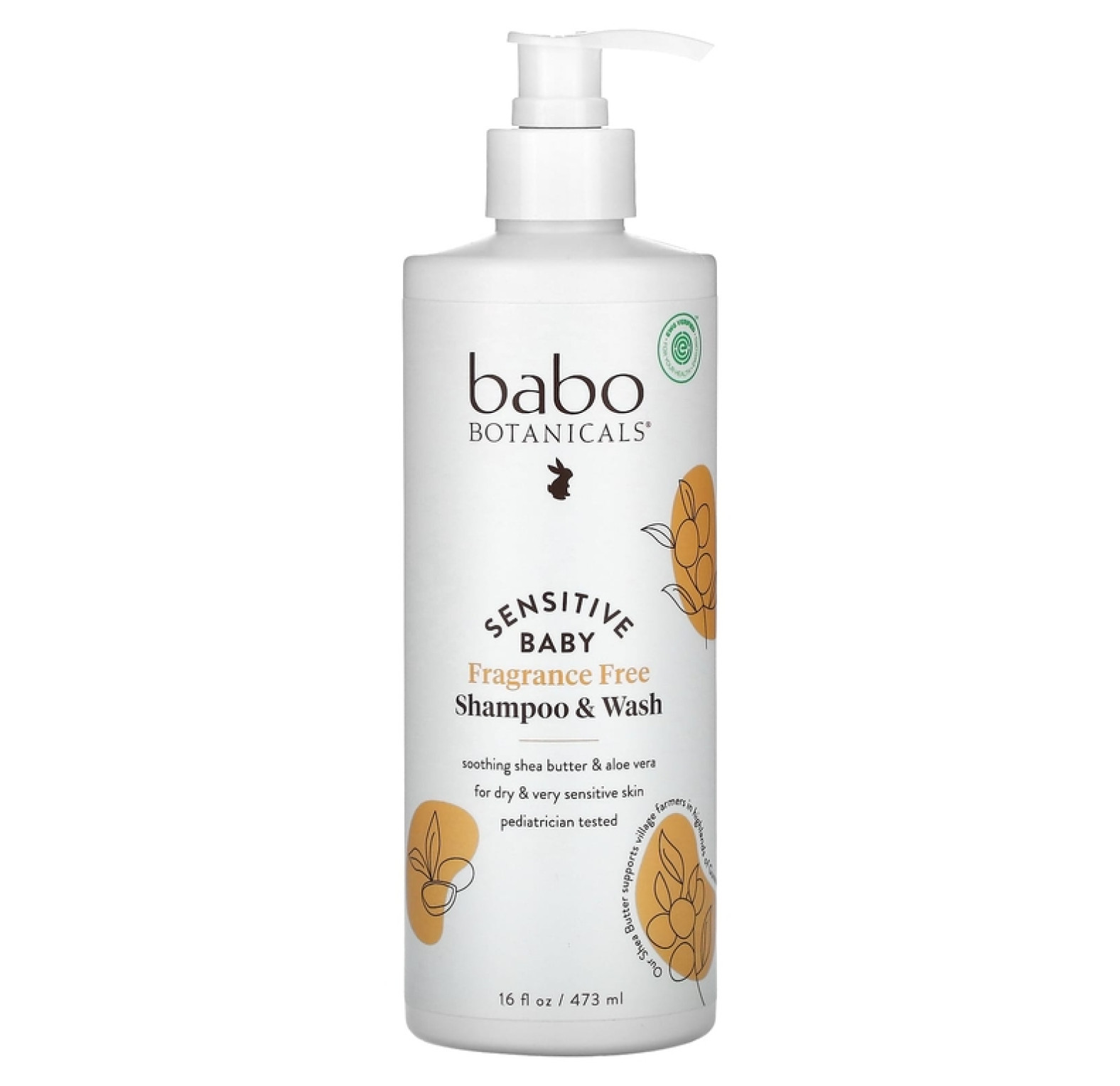 Babo Botanicals, Sensitive Baby, шампунь и гель для душа, не содержит отдушек, 473 мл