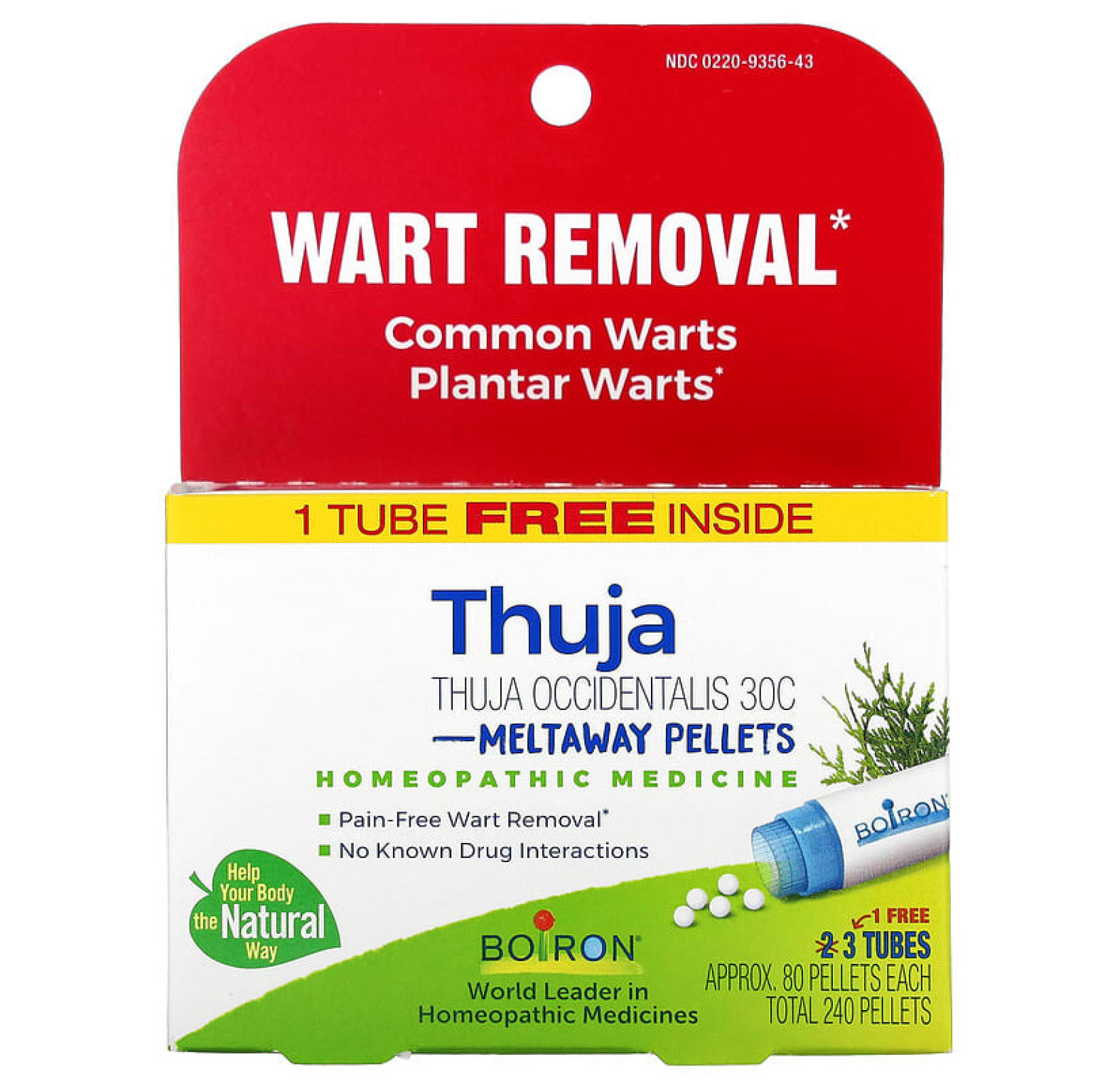 Boiron, Туя западная, 30 C, 3 тюбика, по 80 гранул в каждом