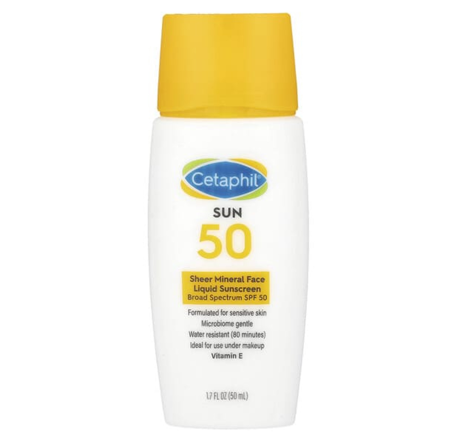 Cetaphil, Чистое минеральное жидкое солнцезащитное средство для лица, SPF 50, 50 мл