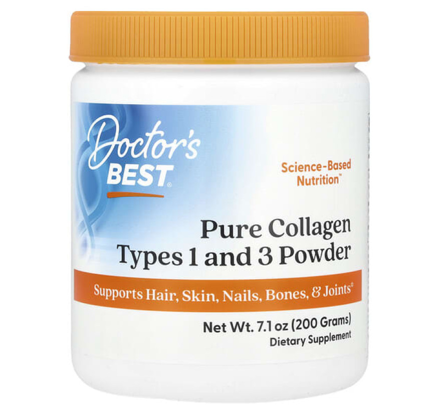 Doctor's Best, чистый коллаген типов 1 и 3 в порошке, 200 г