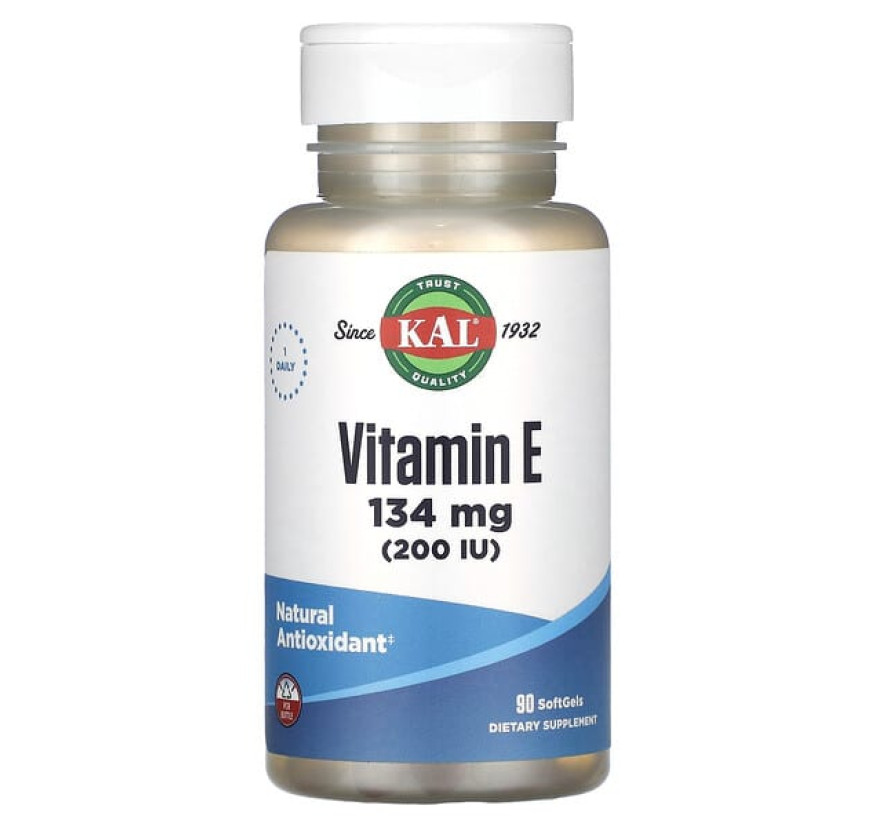KAL, Витамин E, 134 мг (200 МЕ), 90 мягких таблеток