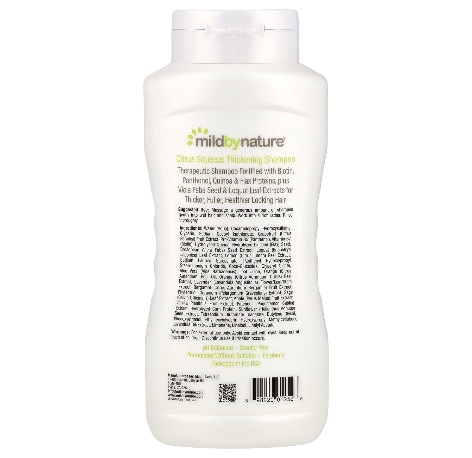 Mild By Nature, шампунь для густоты волос, комплекс витаминов группы B и биотин, с цитрусовым ароматом, 473 мл)