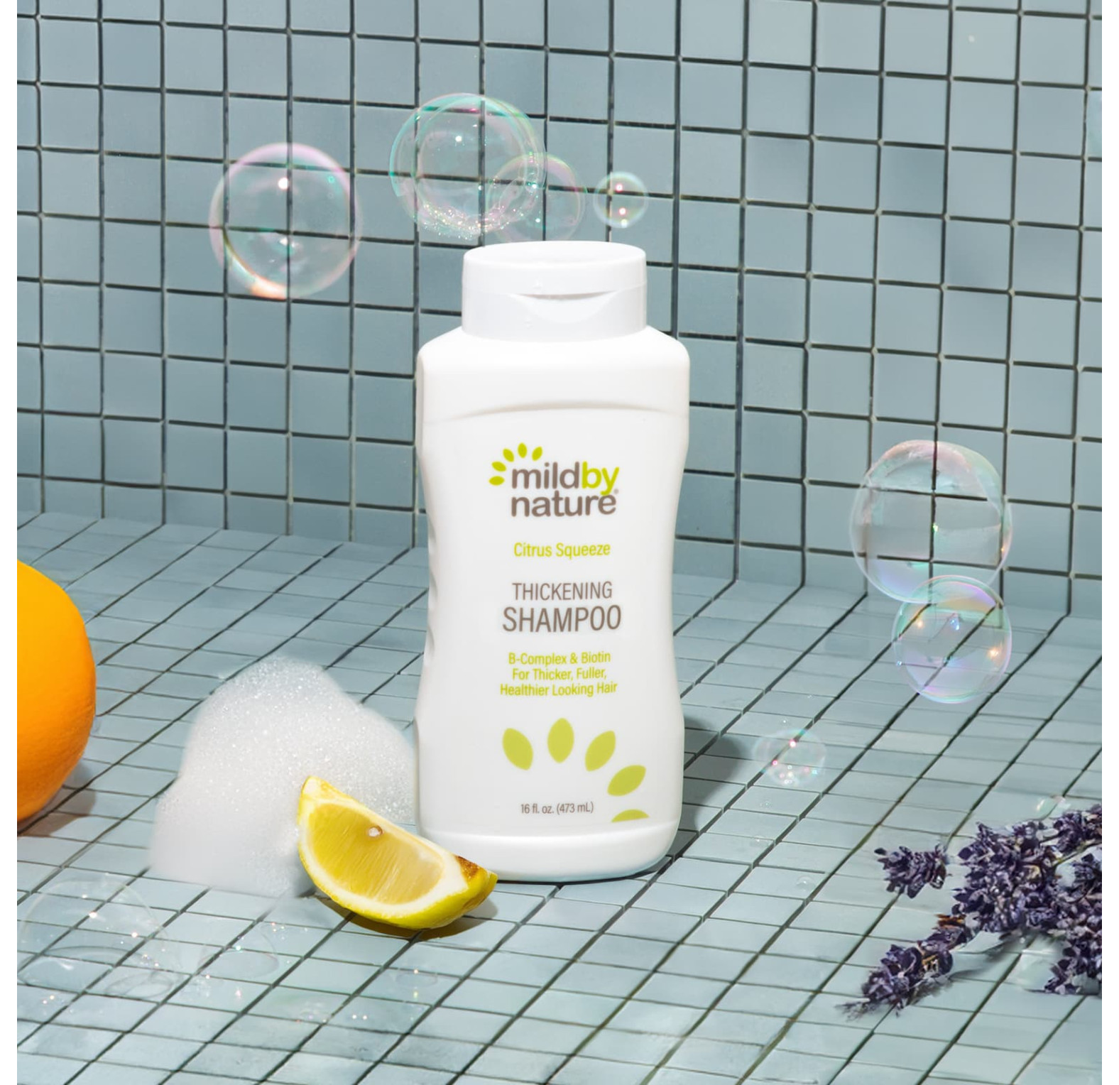 Mild By Nature, шампунь для густоты волос, комплекс витаминов группы B и биотин, с цитрусовым ароматом, 473 мл)
