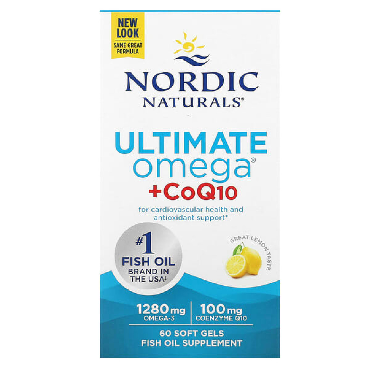 Nordic Naturals, Ultimate Omega, с коэнзимом Q10, со вкусом лимона, 60 капсул