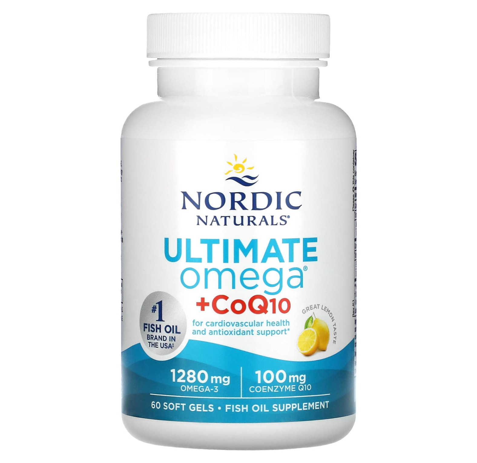 Nordic Naturals, Ultimate Omega, с коэнзимом Q10, со вкусом лимона, 60 капсул