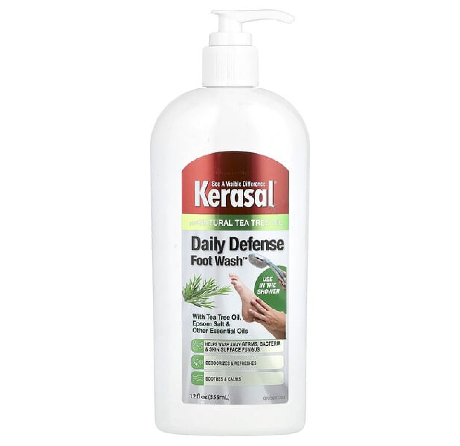 Kerasal, Daily Defense Foot Wash ™, с маслом чайного дерева, английской солью и другими эфирными маслами, 355 мл