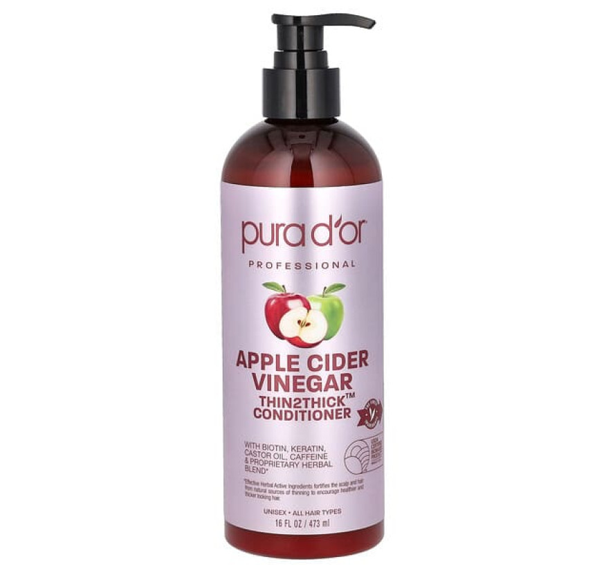 Pura D'or, Thin2Thick, профессиональный кондиционер с яблочным уксусом, 473 мл