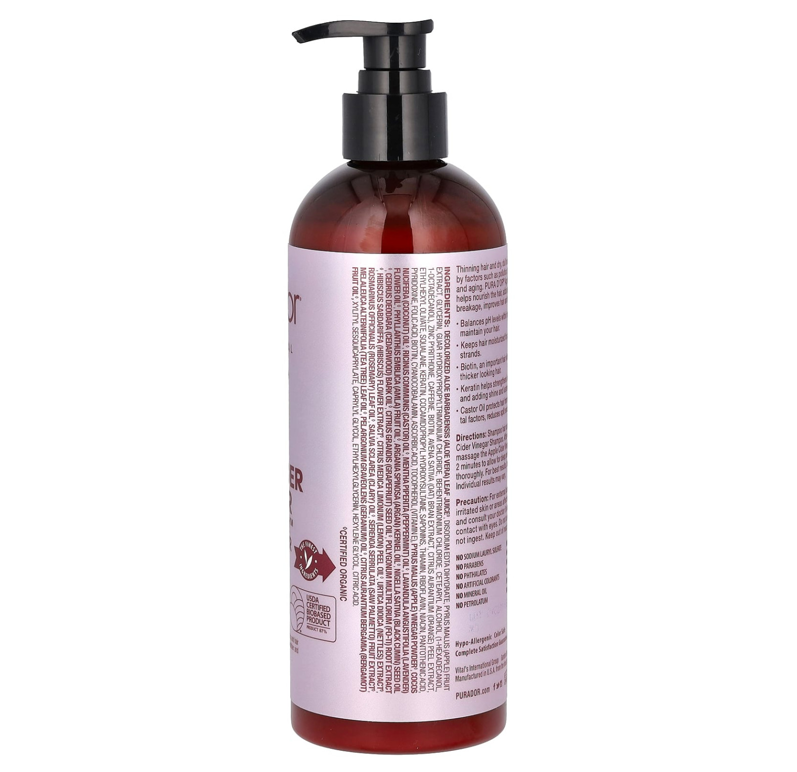 Pura D'or, Thin2Thick, профессиональный кондиционер с яблочным уксусом, 473 мл