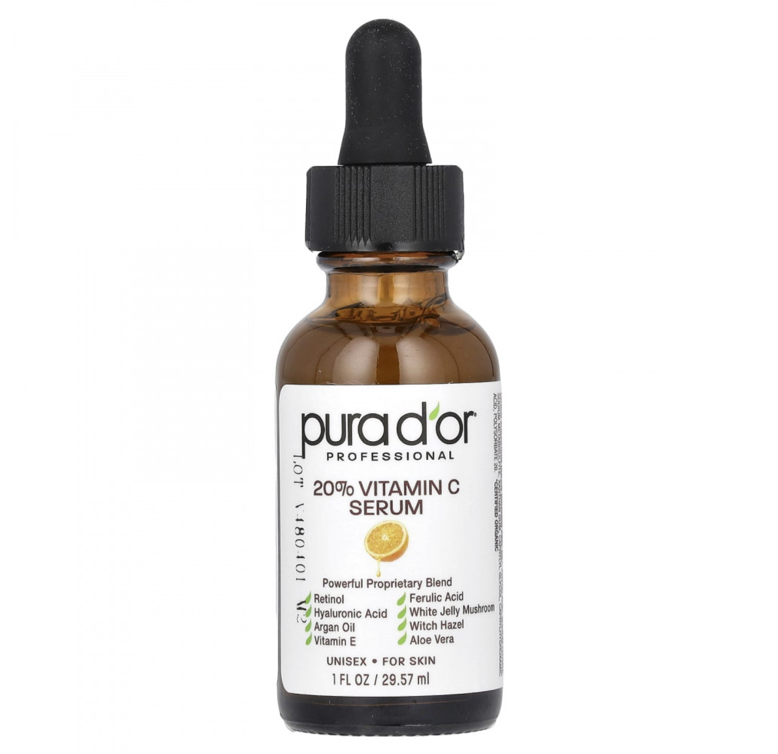 Pura D'or, профессиональная сыворотка с 20% витамином C, 29,57 мл