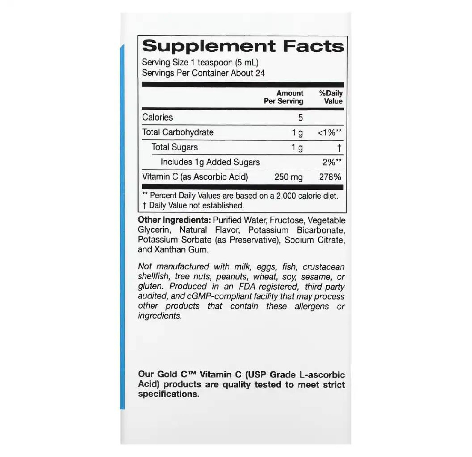 California Gold Nutrition, витамин C класса USP, вкус апельсина, 118 мл