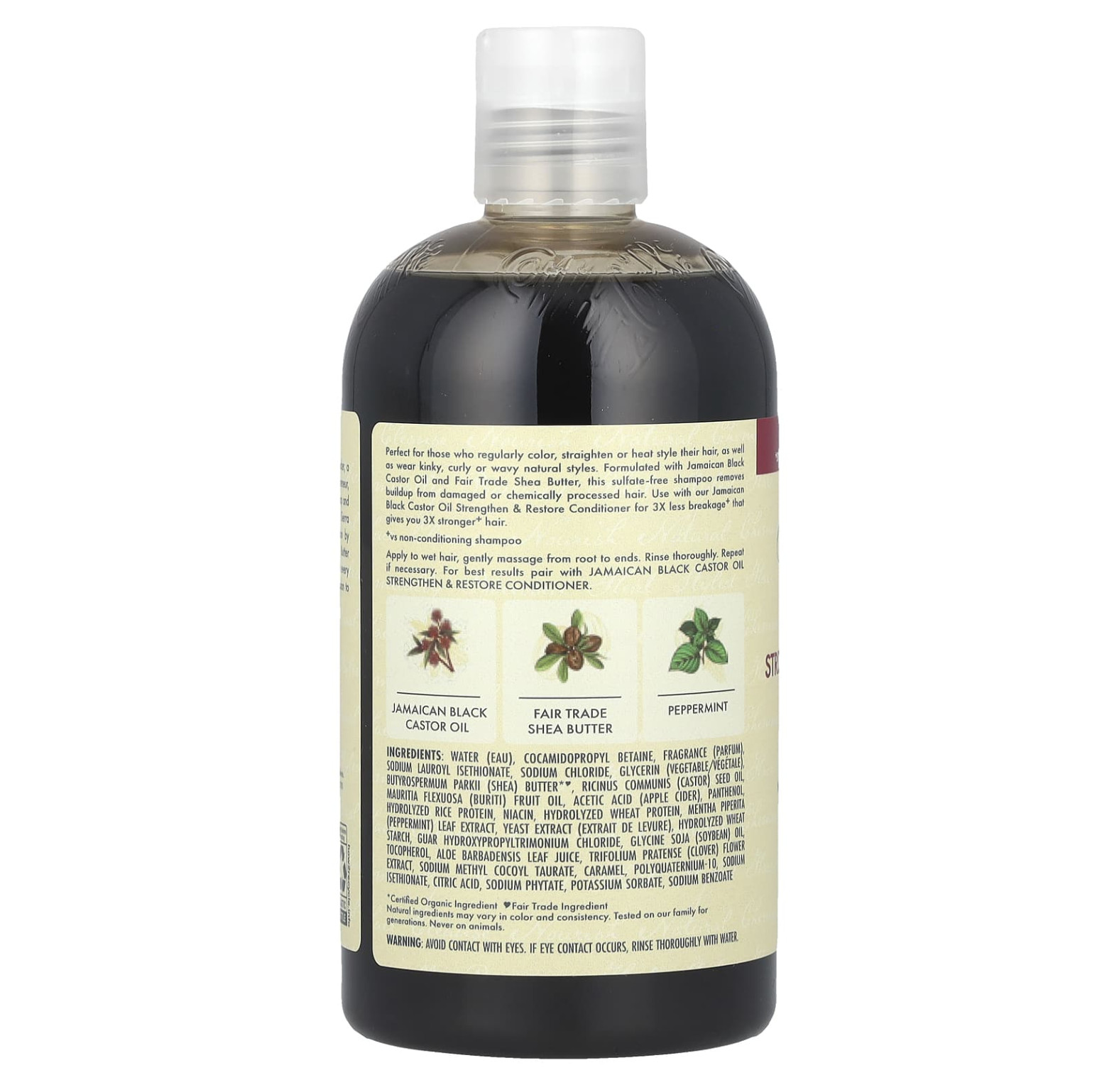 SheaMoisture, ямайское черное касторовое масло, укрепляющий и восстанавливающий шампунь, 384 мл