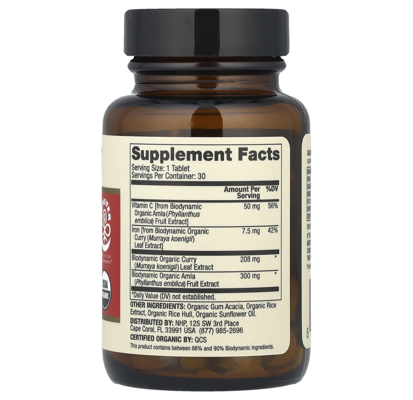 Dr. Mercola, Biodynamic®, железо из органического карри, 30 таблеток