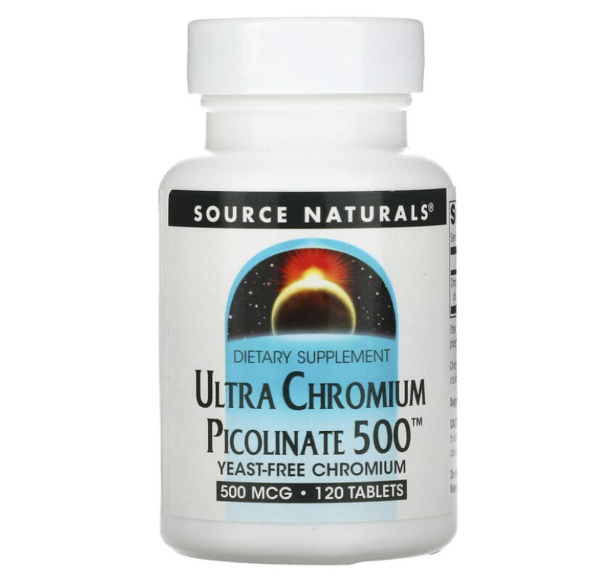 Source Naturals, ультра пиколинат хрома 500, 500 мкг, 120 таблеток