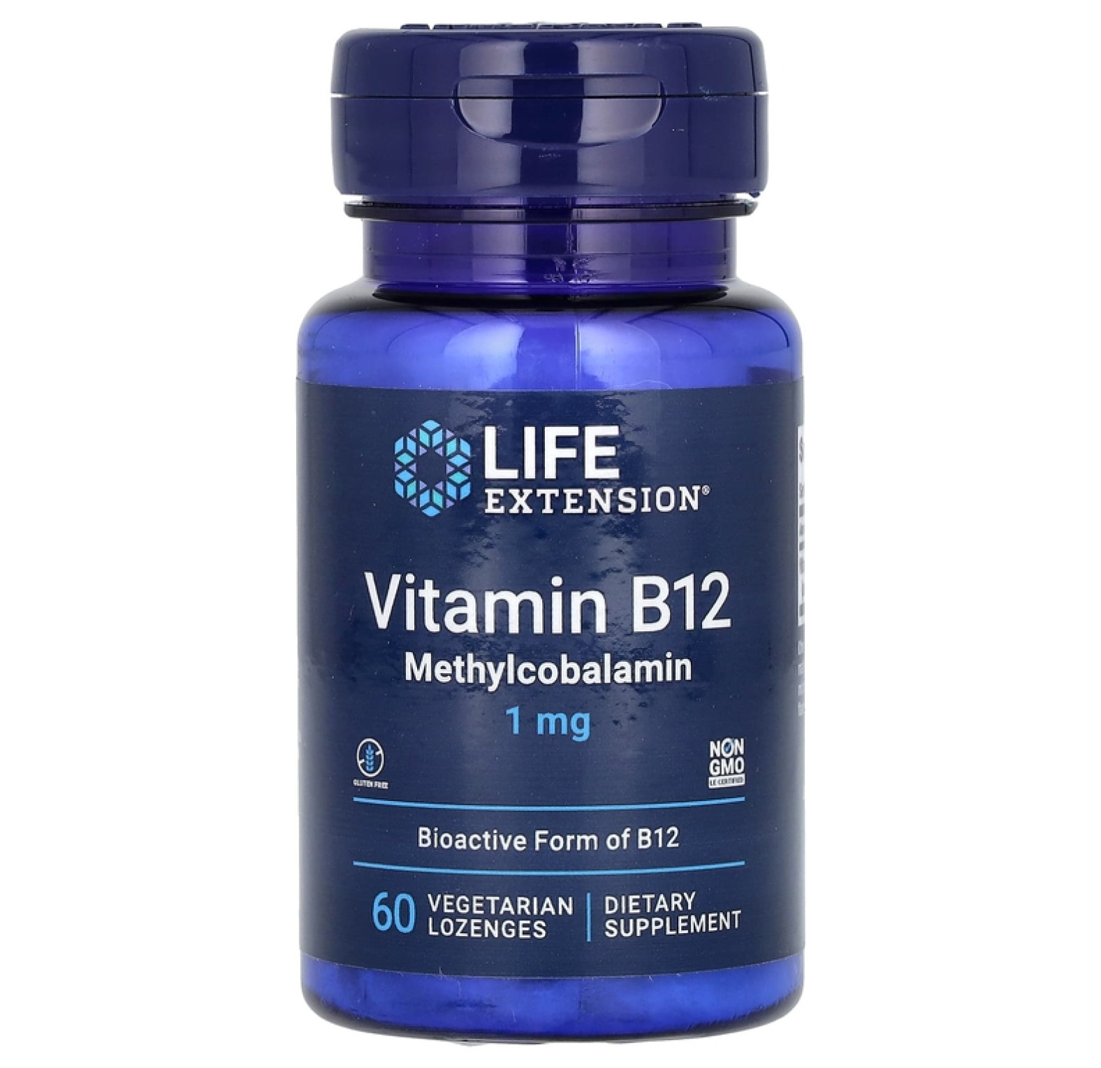 Life Extension, витамин B12, метилкобаламин, 1 мг, 60 вегетарианских пастилок