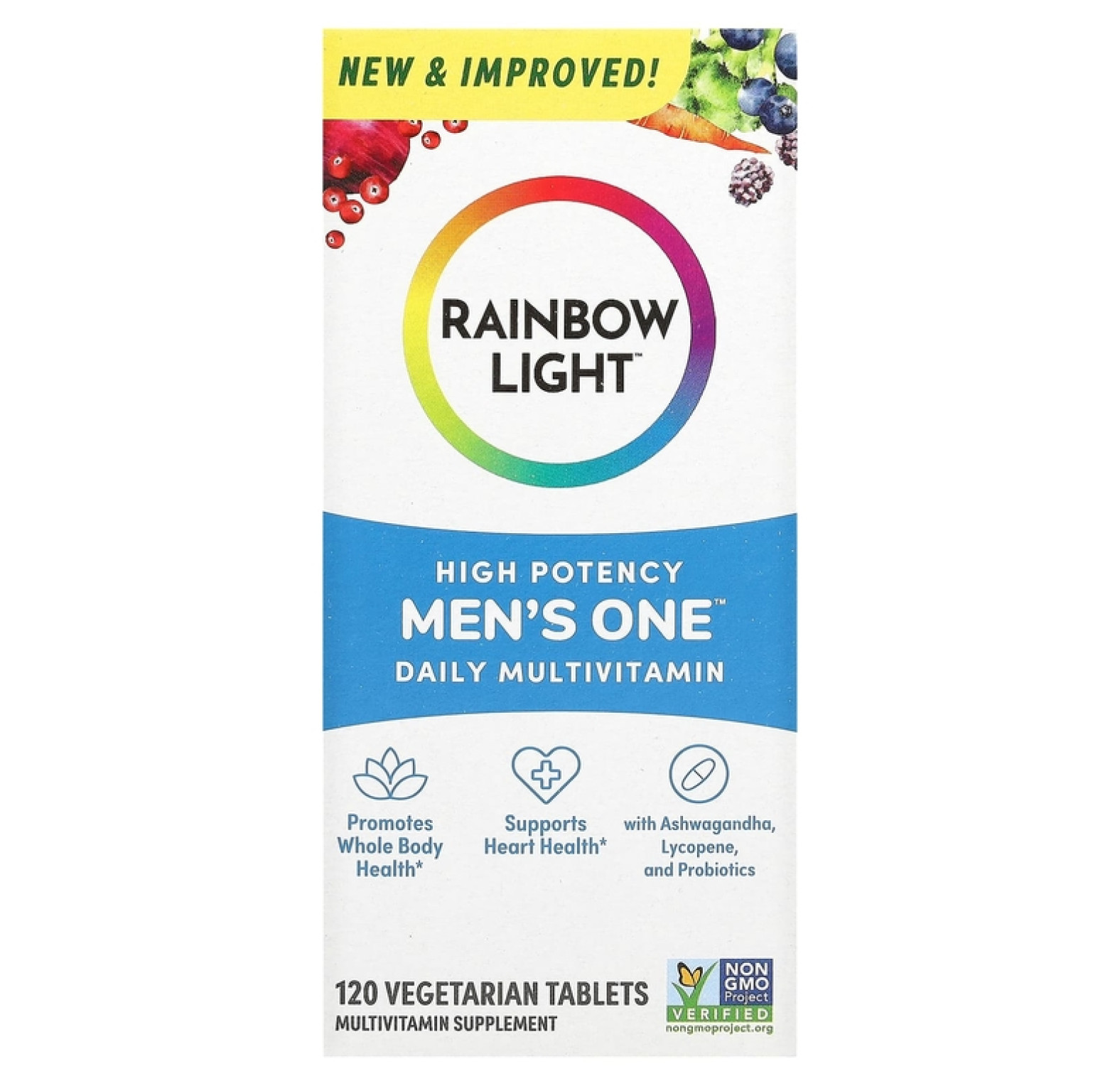 Rainbow Light, Men's One, ежедневная мультивитаминная добавка для мужчин, высокая эффективность, 120 вегетарианских таблеток