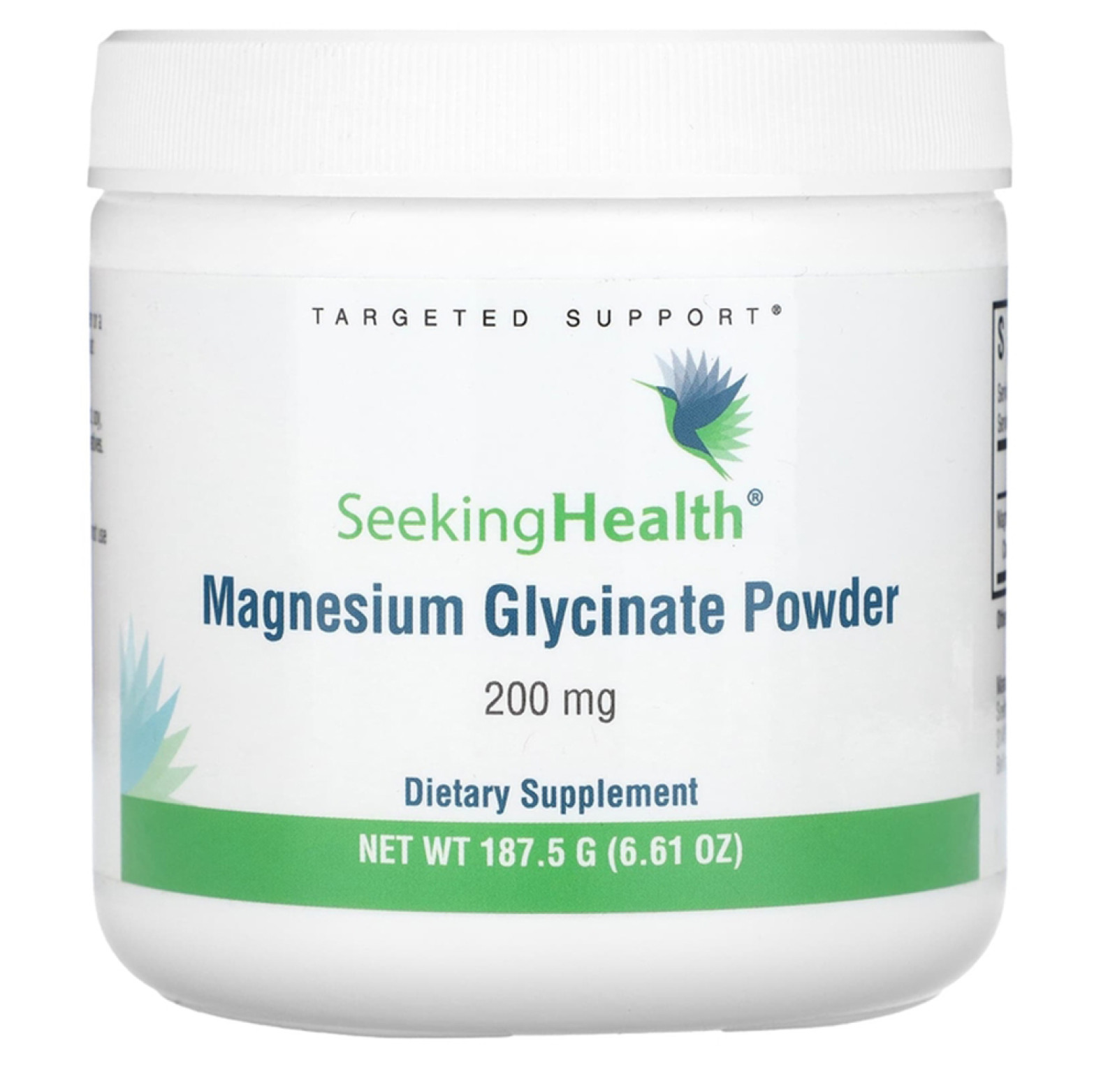 Seeking Health, глицинат магния в порошке, 200 мг, 187,5 г
