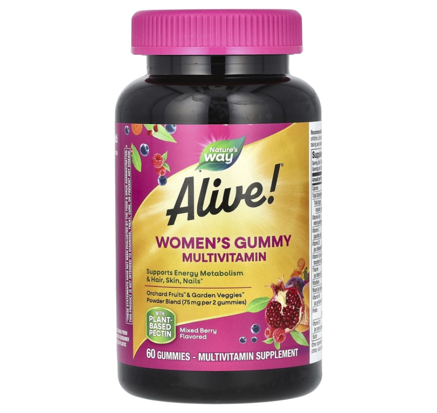 Nature's Way, Alive! полноценный мультивитаминный комплекс для женщин, ягодный вкус, 60 жевательных таблеток