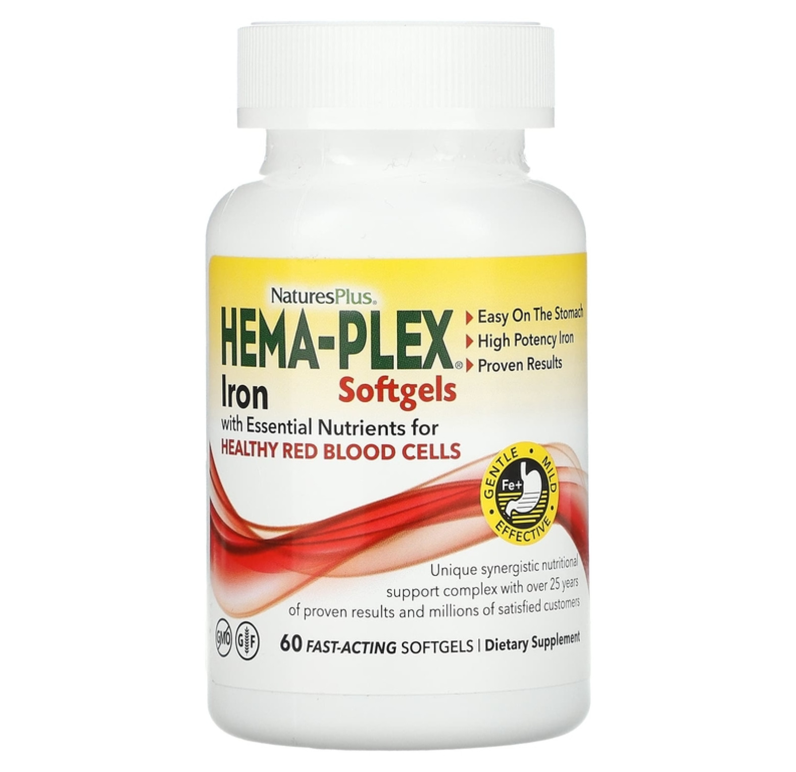 NaturesPlus, Hema-Plex, Комплекс с железом, 60 капсул быстрого воздействия