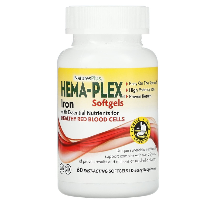 NaturesPlus, Hema-Plex, Комплекс с железом, 60 капсул быстрого воздействия