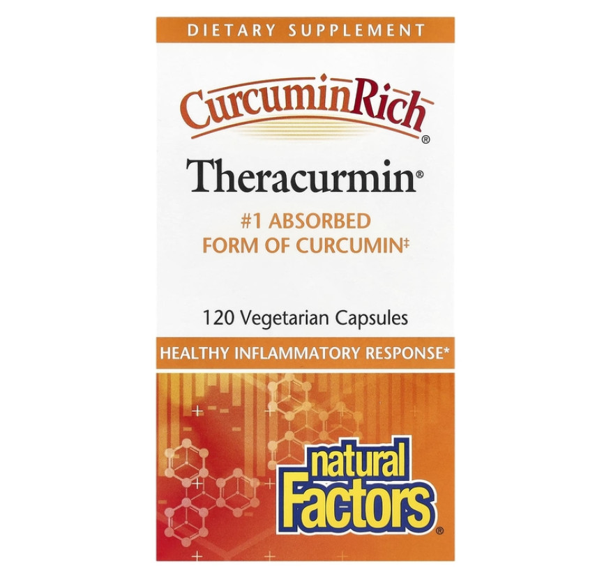 Natural Factors, CurcuminRich, Theracurmin, Куркумин, 120 растительных капсул