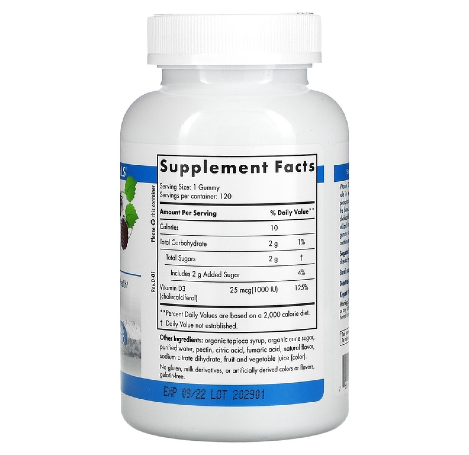 Nordic Naturals, Витамин D3, вкус лесных ягод, 1000 МЕ, 120 жевательных таблеток