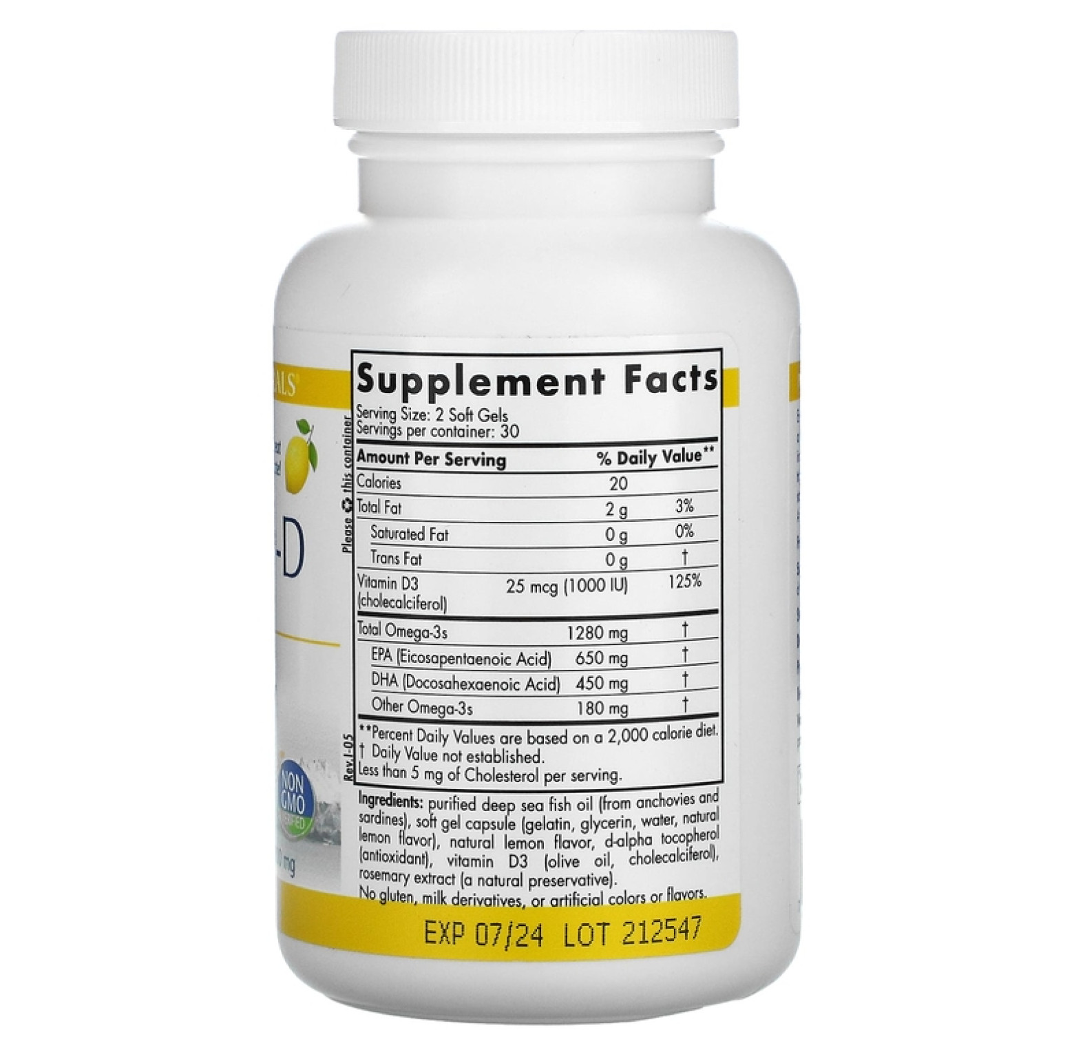 Nordic Naturals, ProOmegaD, со вкусом лимона, 1000 мг, 60 мягких капсул