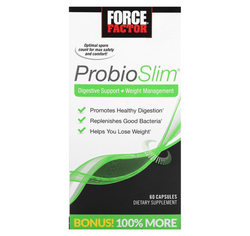 Force Factor, ProbioSlim, средство для поддержки пищеварения и коррекции веса, 60 капсул