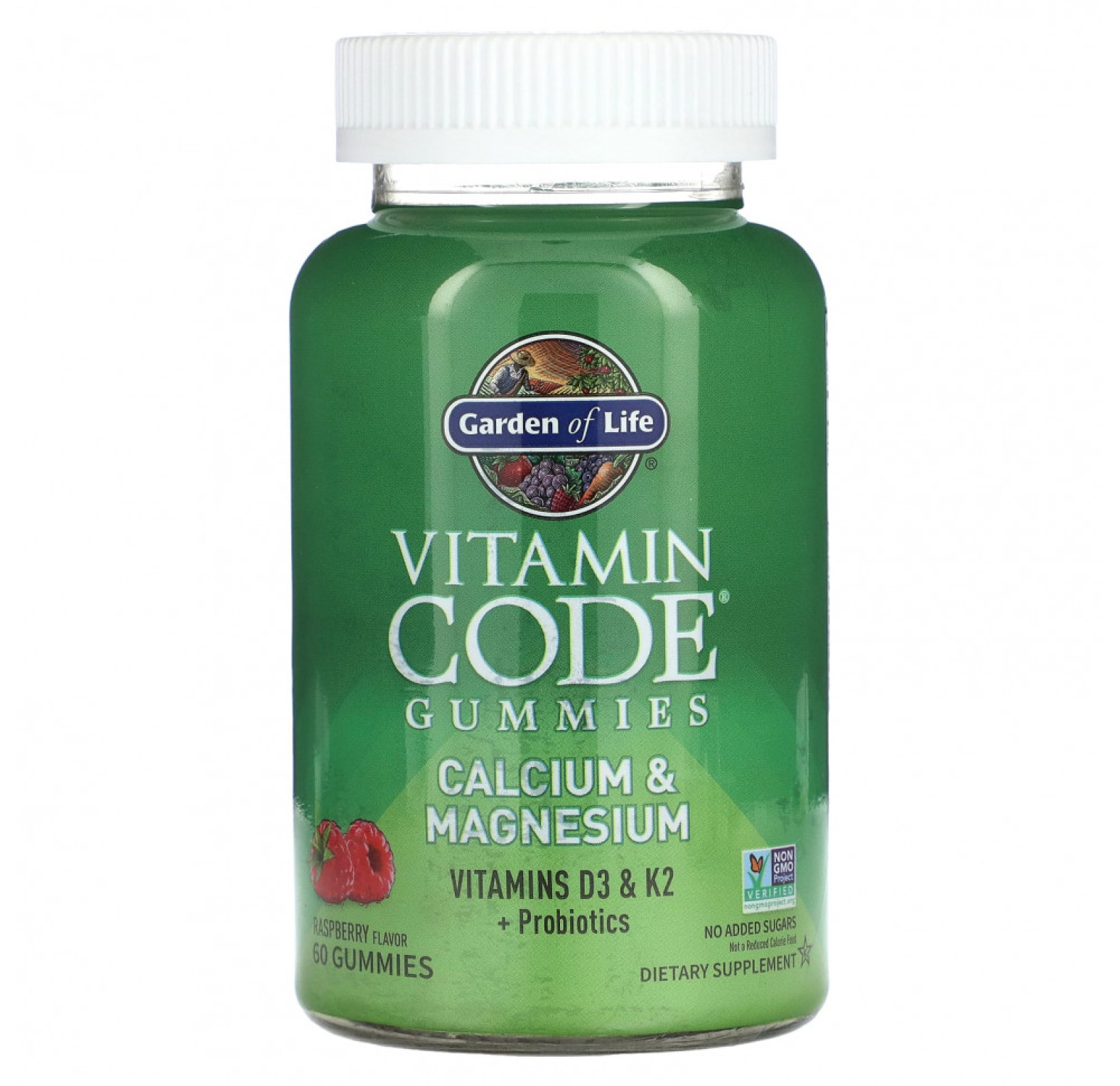 Garden of Life, Vitamin Code, жевательные таблетки с кальцием и магнием, малина, 60 жевательных таблеток