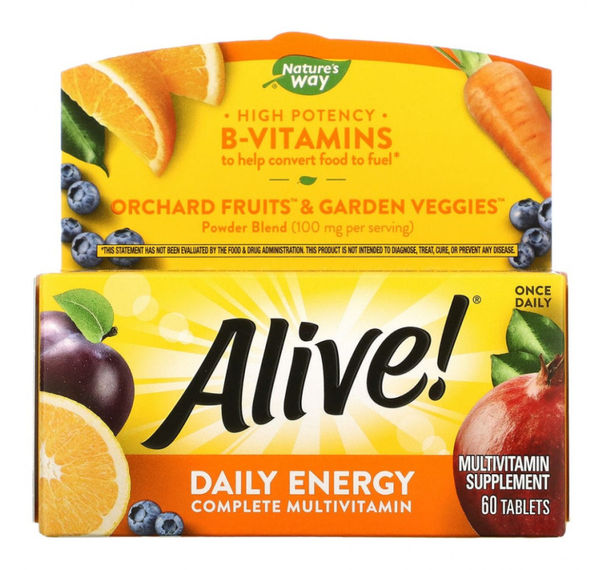 Nature's Way, Alive! комплекс мультивитаминов и мультиминералов для ежедневного пополнения запаса энергии, 60 таблеток