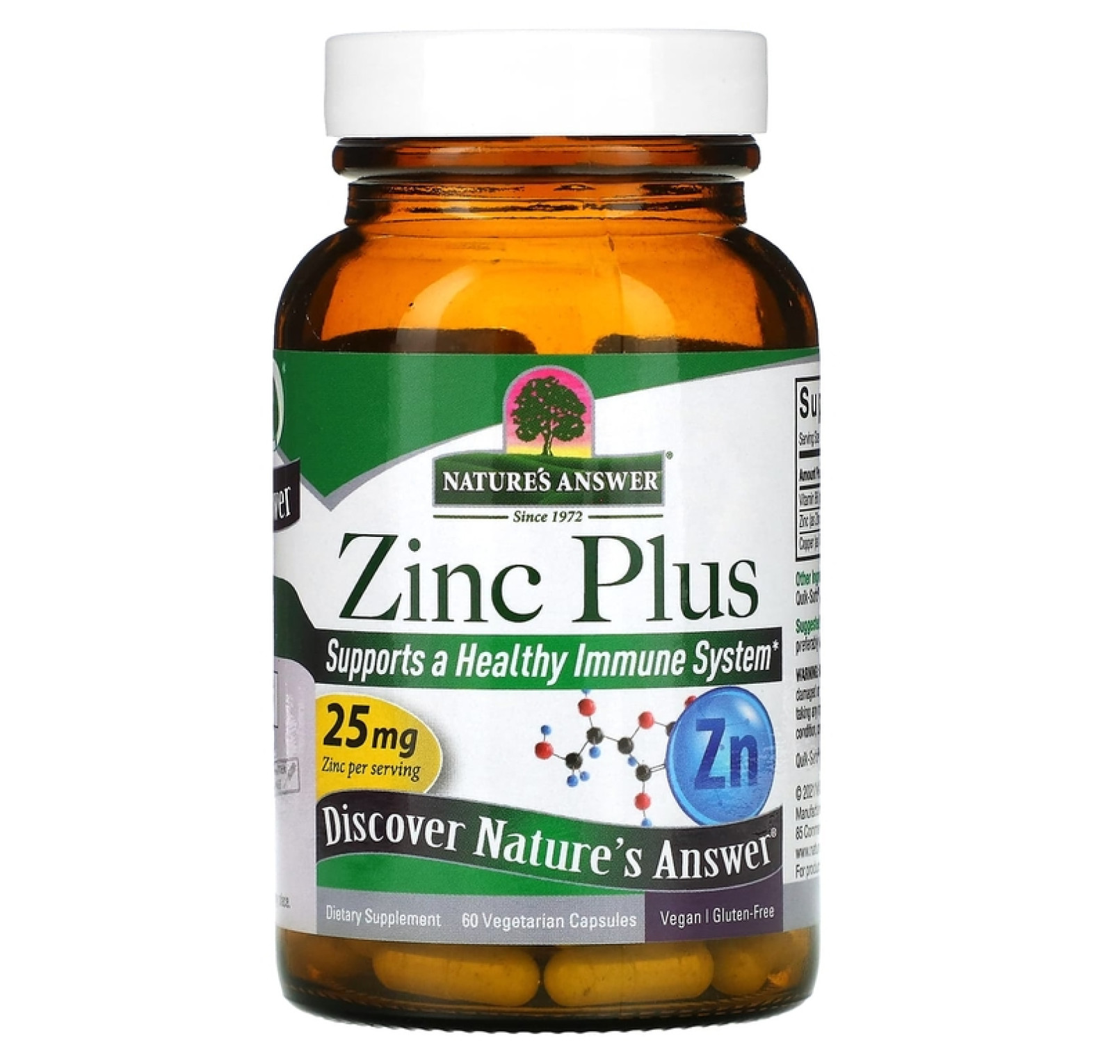 Nature's Answer, комплекс «Цинк Плюс», 25 мг, 60 вегетарианских капсул