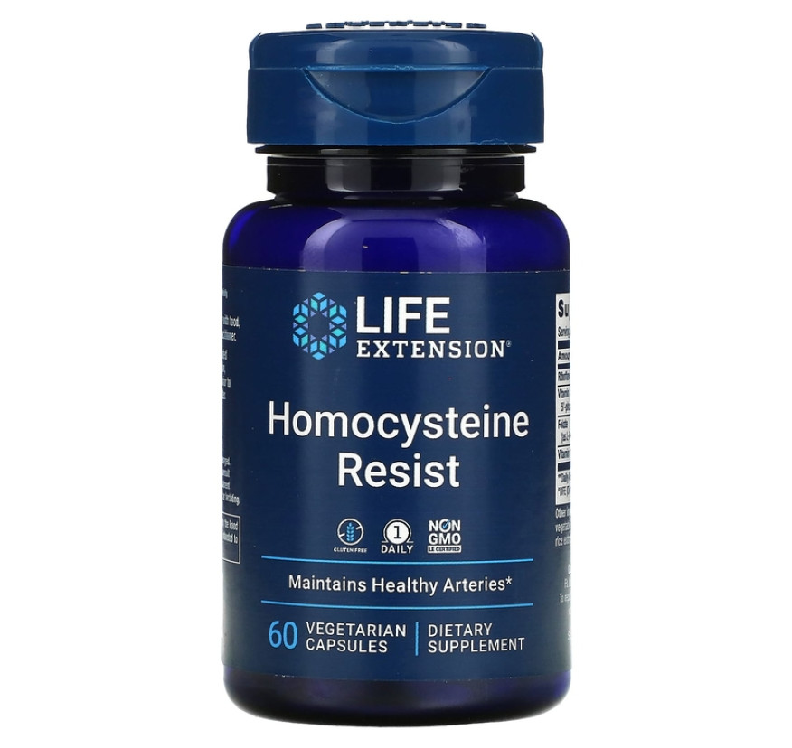 Life Extension, Homocysteine Resist, добавка для поддержания здорового уровня гомоцистеина, 60 вегетарианских капсул