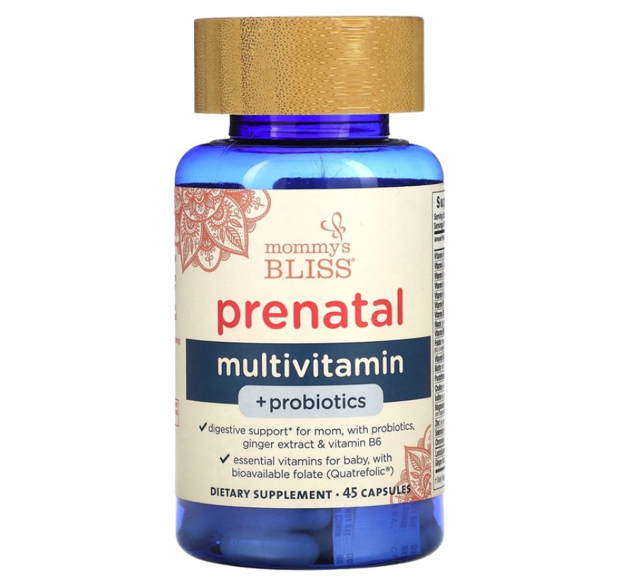 Mommy's Bliss, пренатальные витамины с пробиотиком, 45 капсул